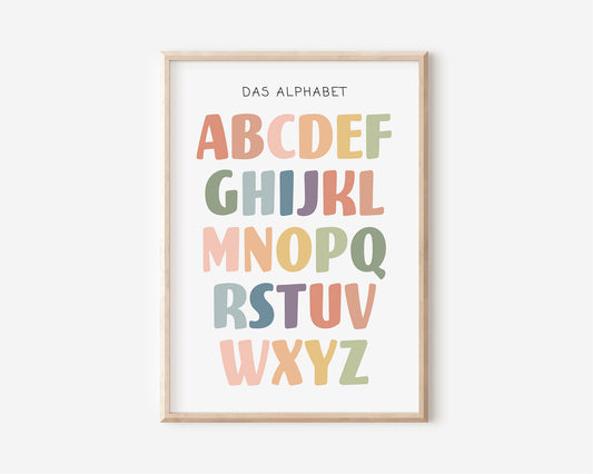 Poster Buntes Alphabet Lernposter fürs Kinderzimmer