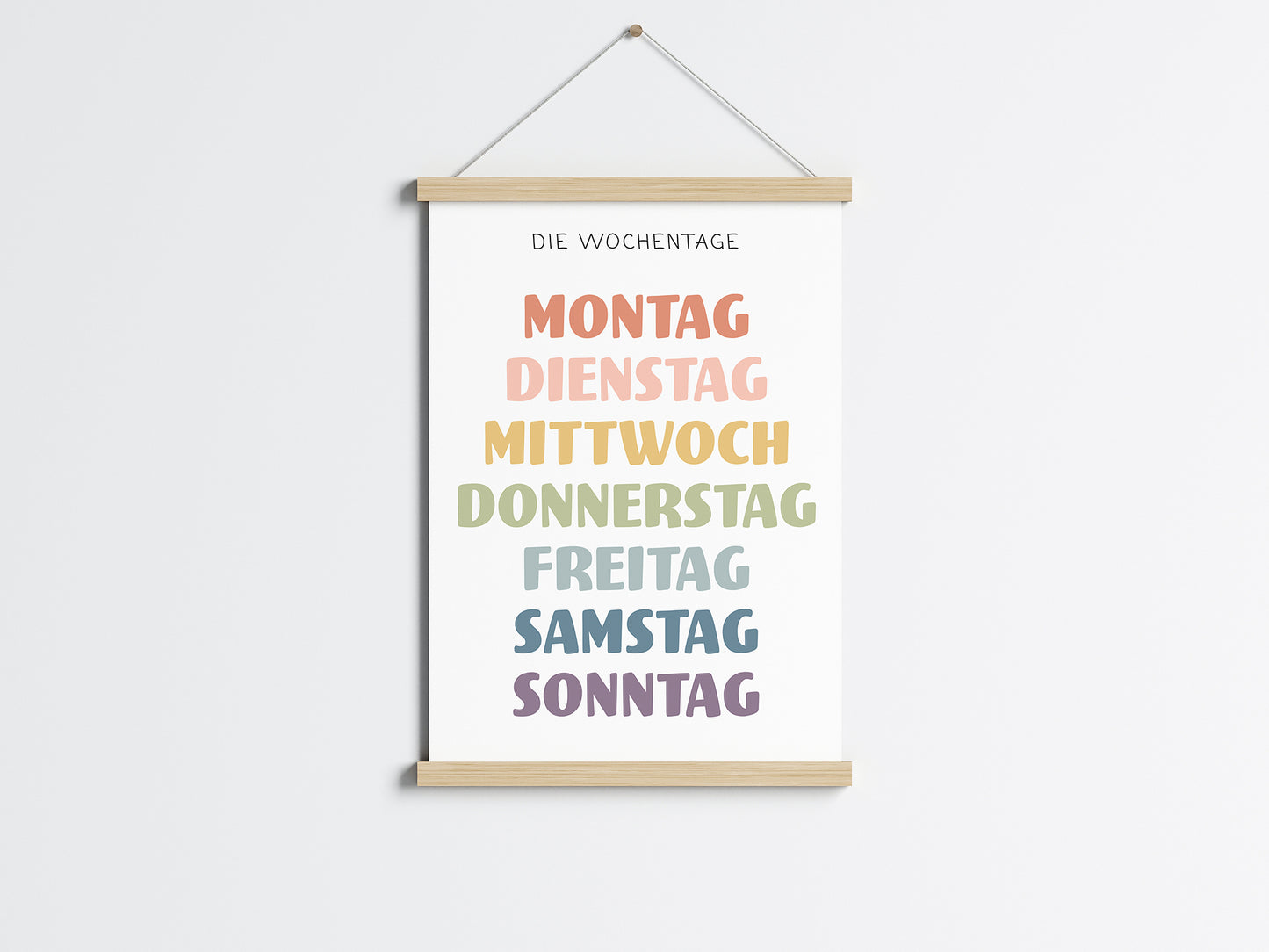 Die Wochentage Lernposter in A4 & A3 fürs Kinderzimmer