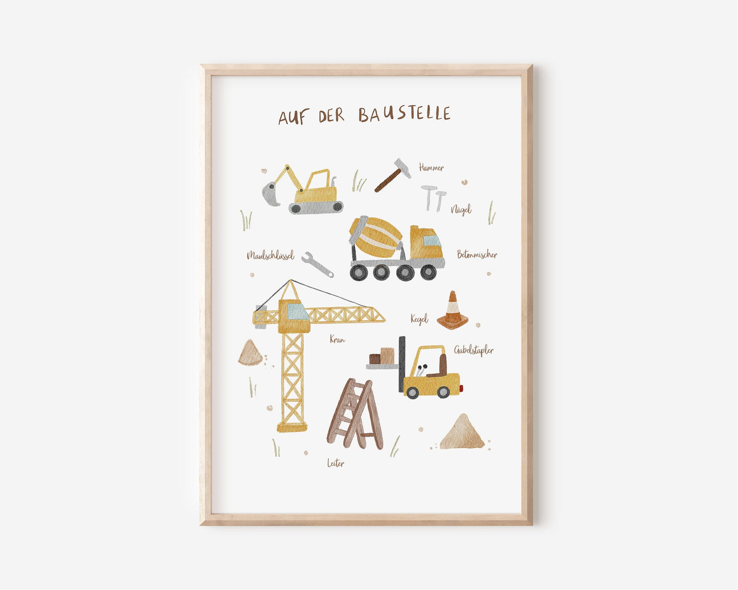 Poster für das Kinderzimmer "Auf der Baustelle"