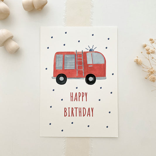 Postkarte Happy Birthday A6 Feuerwehr