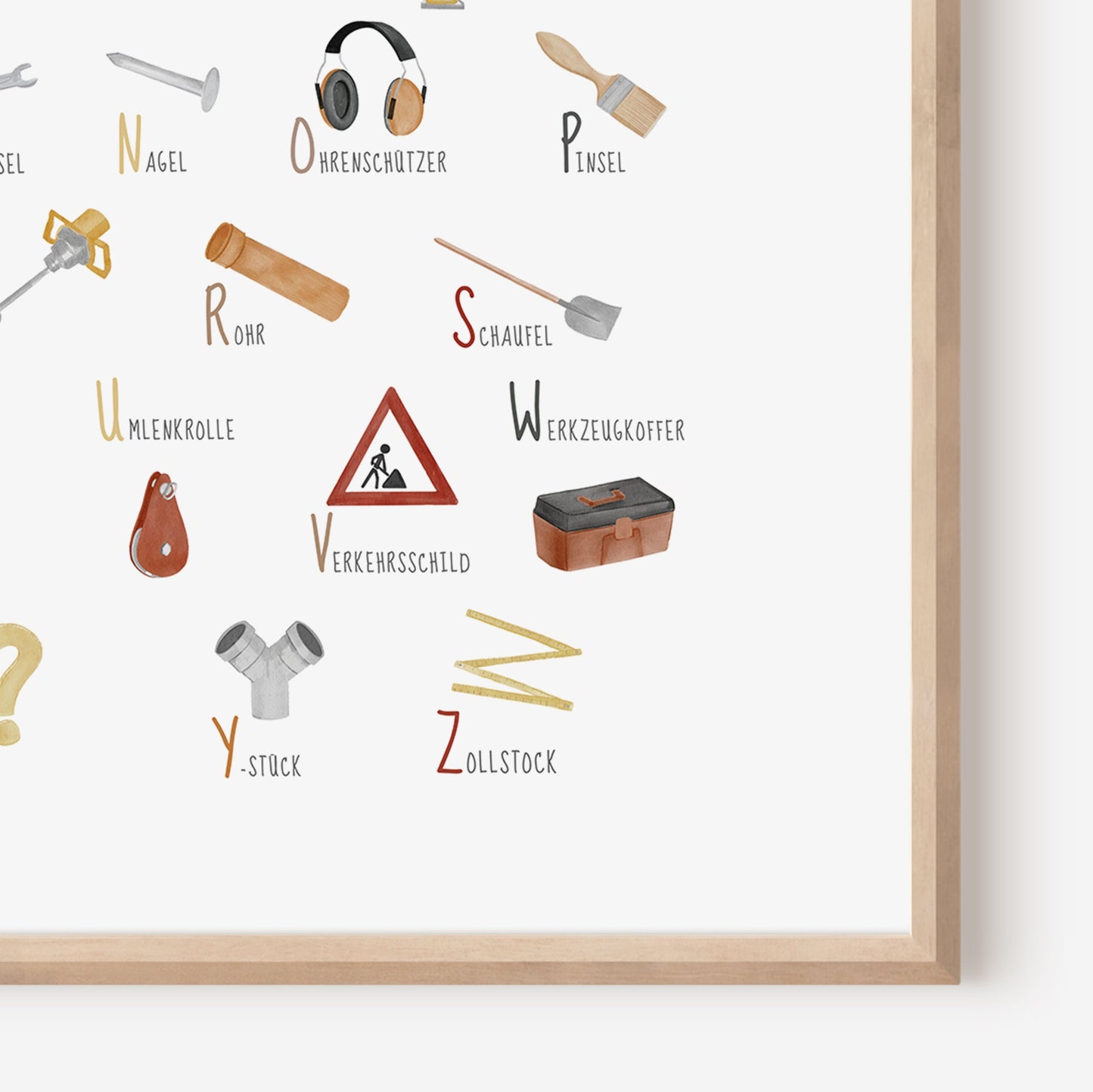 Baustelle ABC Poster fürs Kinderzimmer