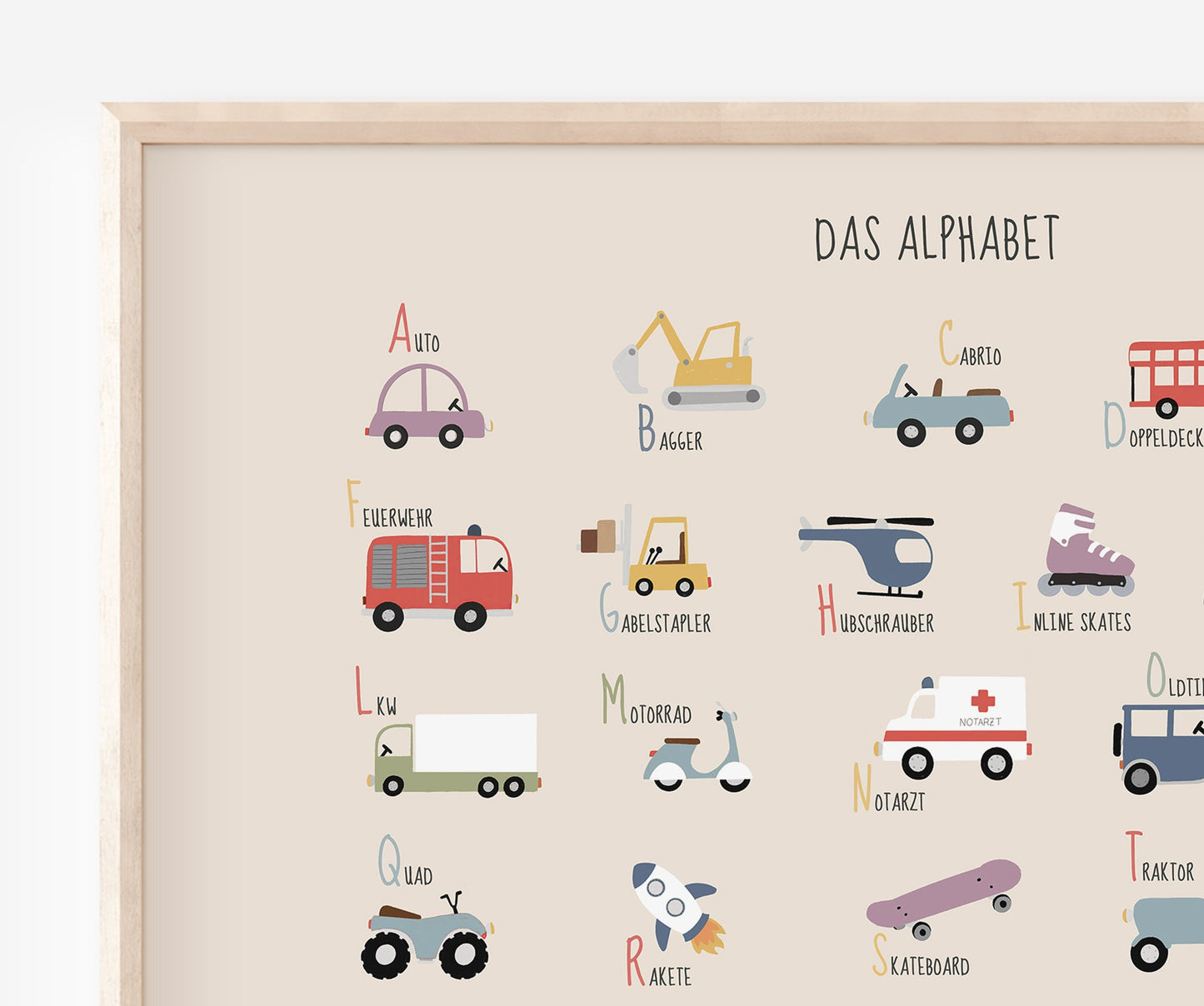 Buntes Fahrzeuge ABC Poster