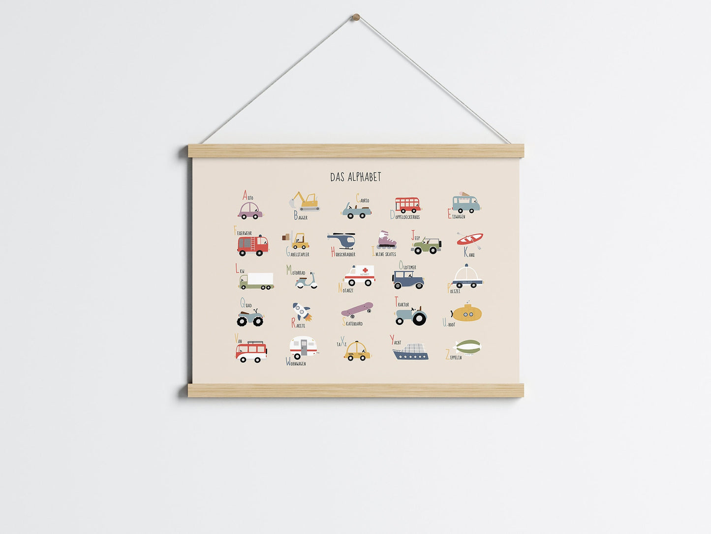 Buntes Fahrzeuge ABC Poster