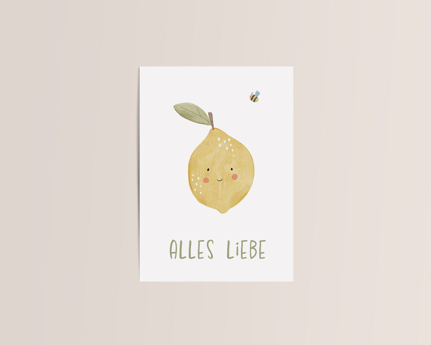 Postkarte Zitrone "Alles Liebe"