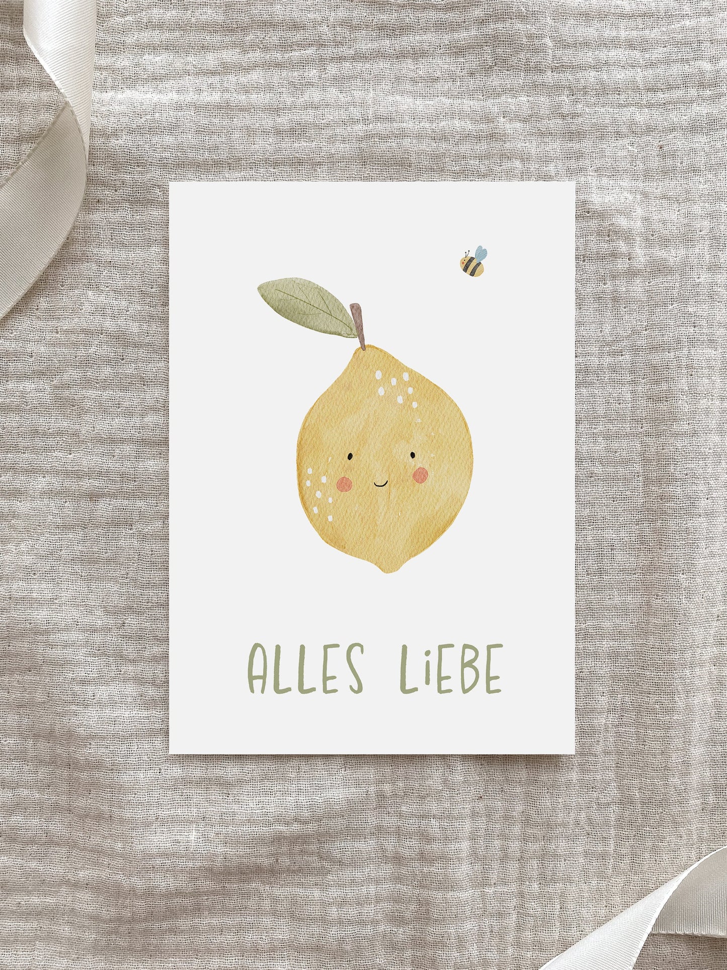 Postkarte Zitrone "Alles Liebe"