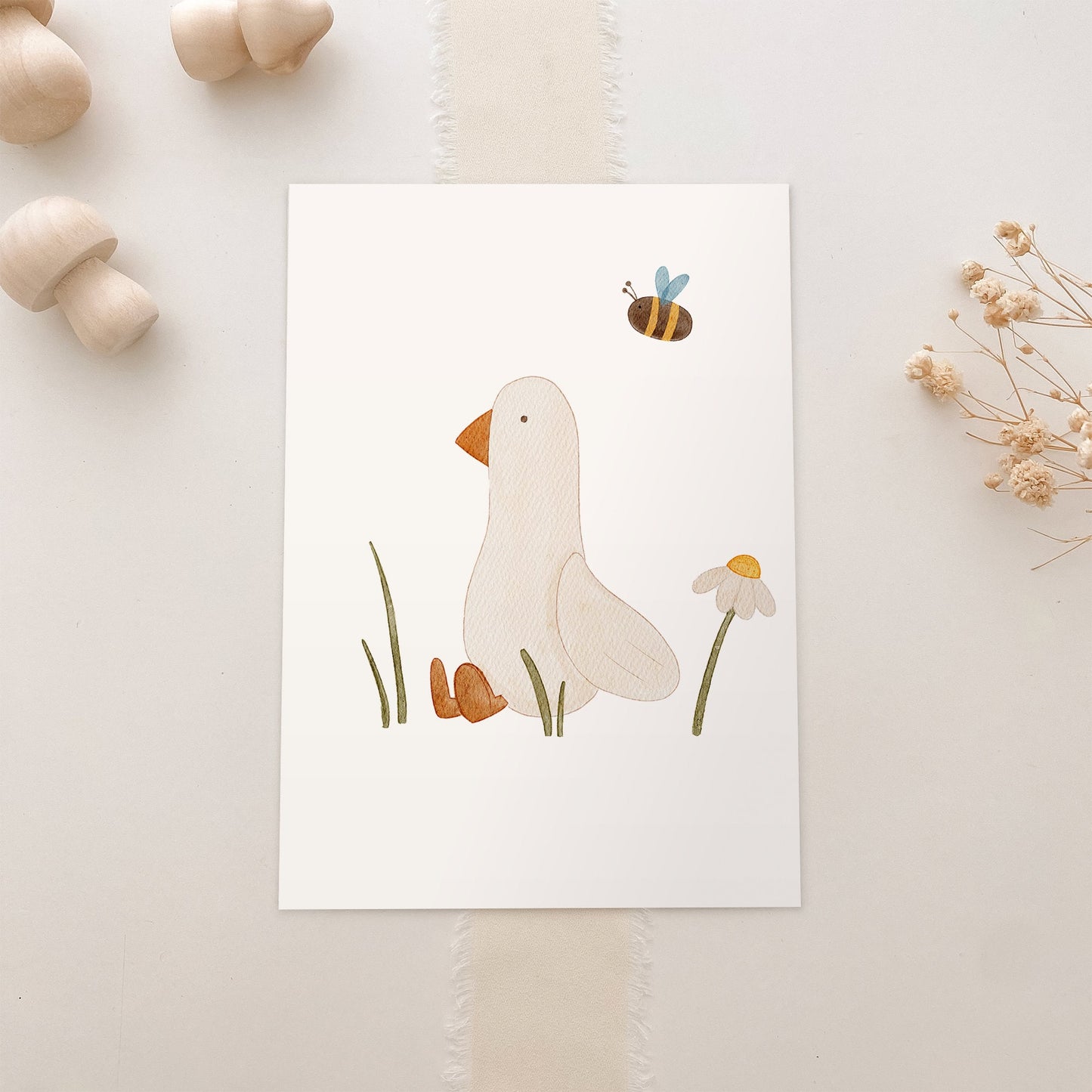 Postkarte Gans Frühling