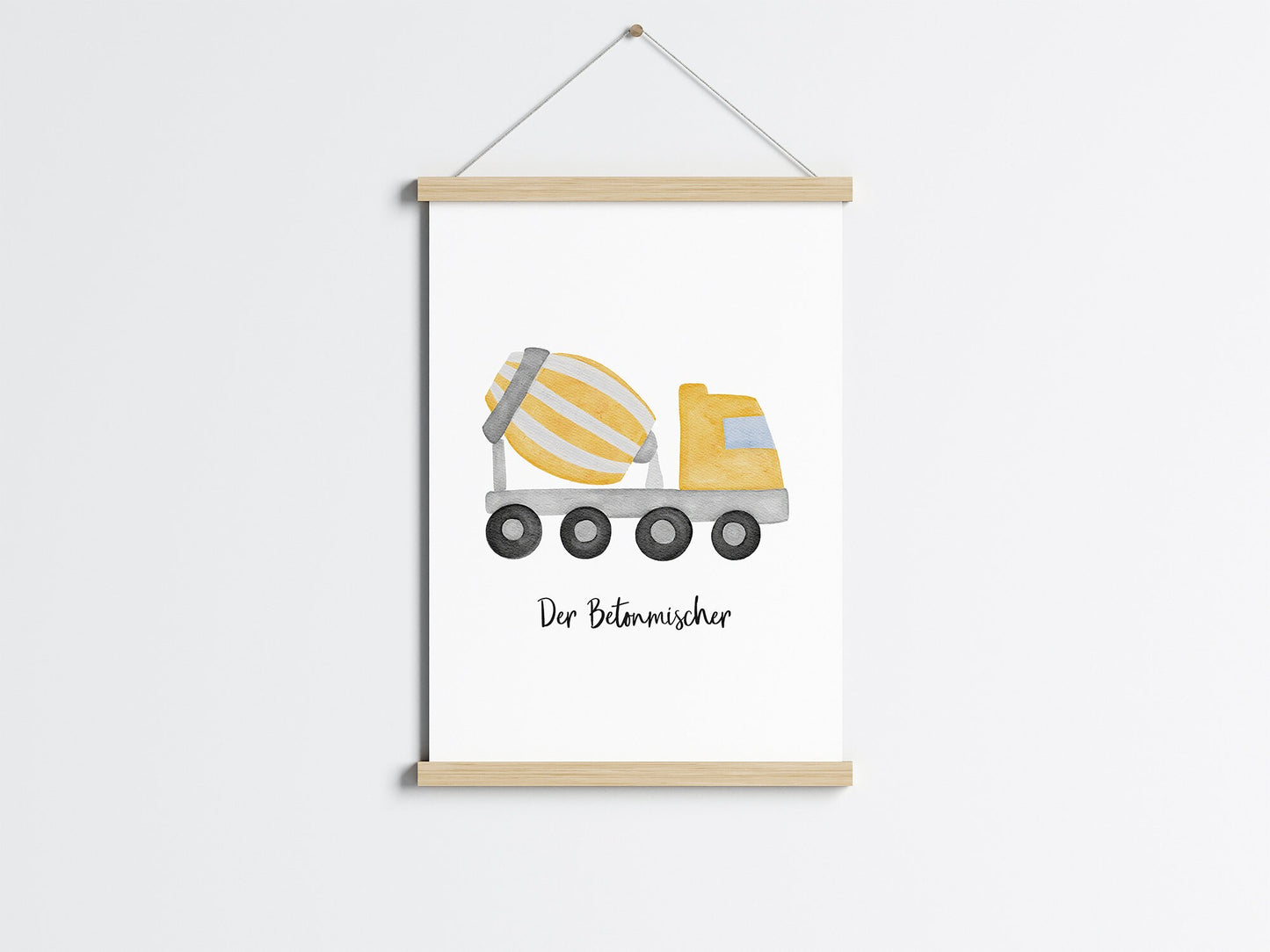 Poster Betonmischer mit Schrift