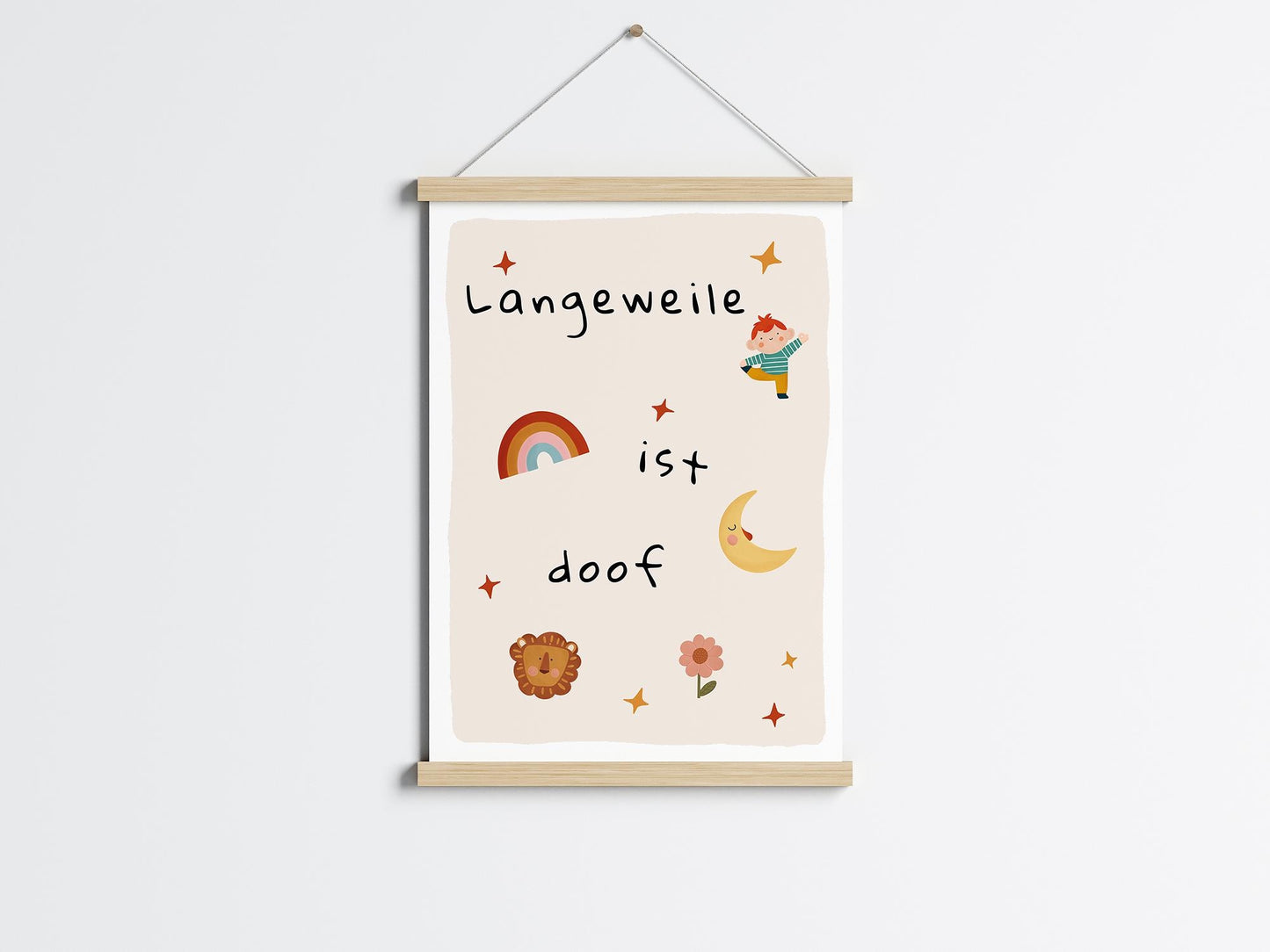 Kinderzimmer Wandposter – „Langeweile ist doof“