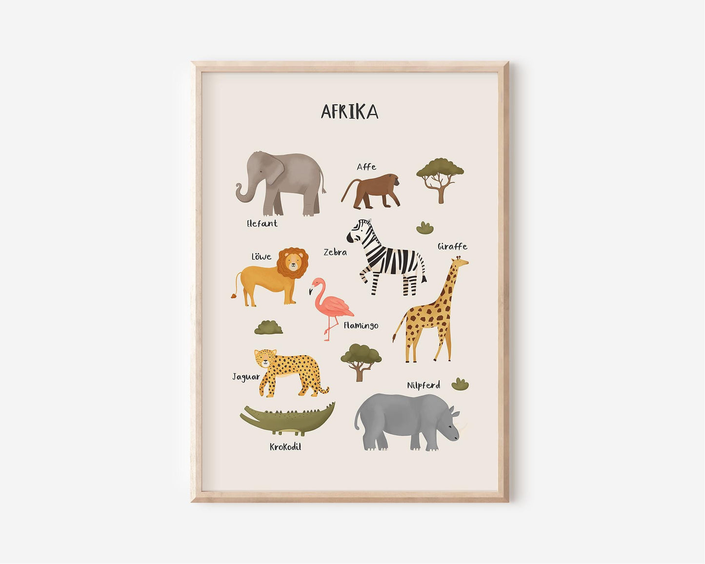 Afrika Tiere Poster Kinder