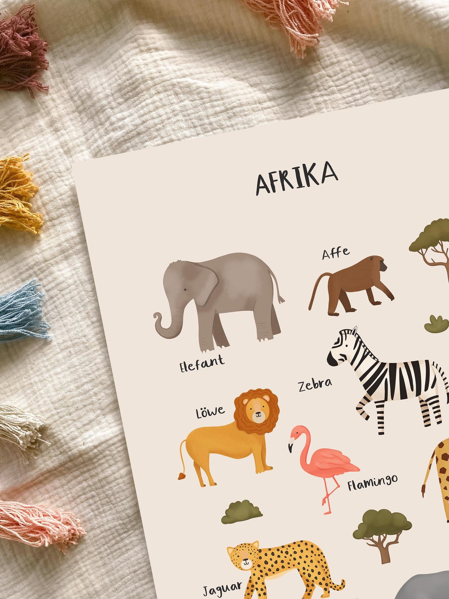 Afrika Tiere Poster Kinder