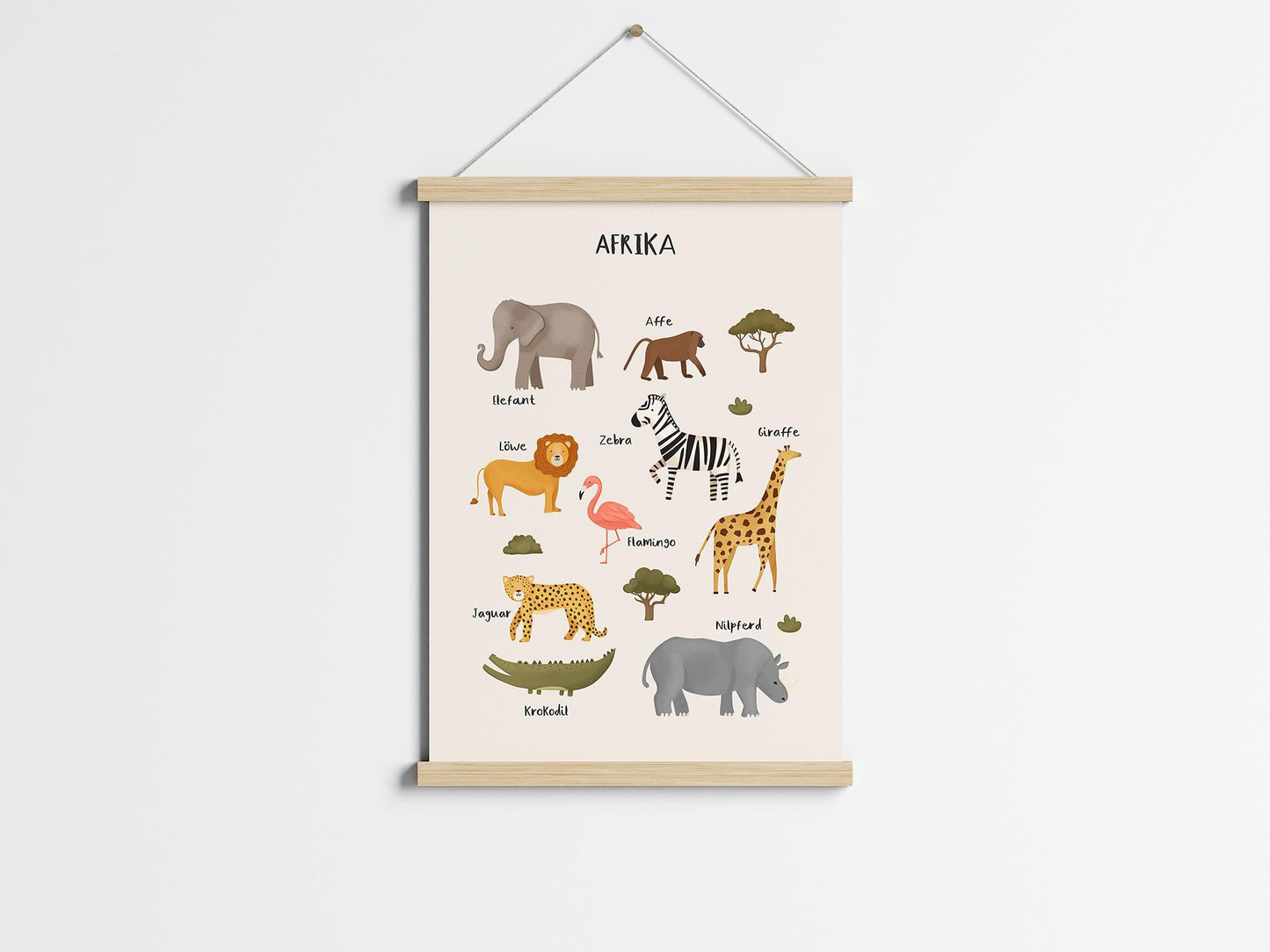 Afrika Tiere Poster Kinder